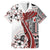 Bula Fiji Family Matching Long Sleeve Bodycon Dress and Hawaiian Shirt Shark Tail White Masi Tapa