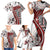 Bula Fiji Family Matching Short Sleeve Bodycon Dress and Hawaiian Shirt Shark Tail White Masi Tapa