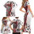 Bula Fiji Family Matching Short Sleeve Bodycon Dress and Hawaiian Shirt Shark Tail White Masi Tapa