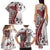 Bula Fiji Family Matching Tank Maxi Dress and Hawaiian Shirt Shark Tail White Masi Tapa