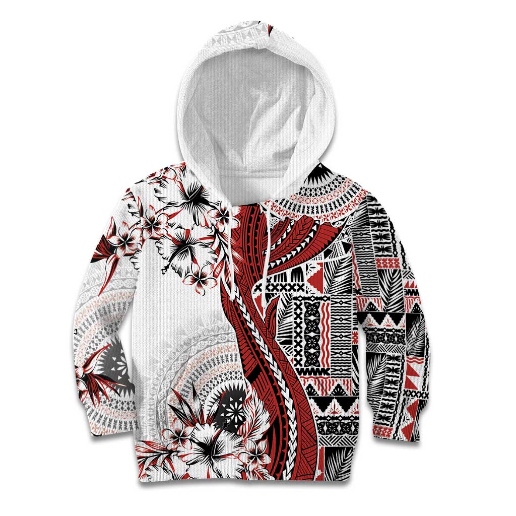 Bula Fiji Kid Hoodie Shark Tail White Masi Tapa