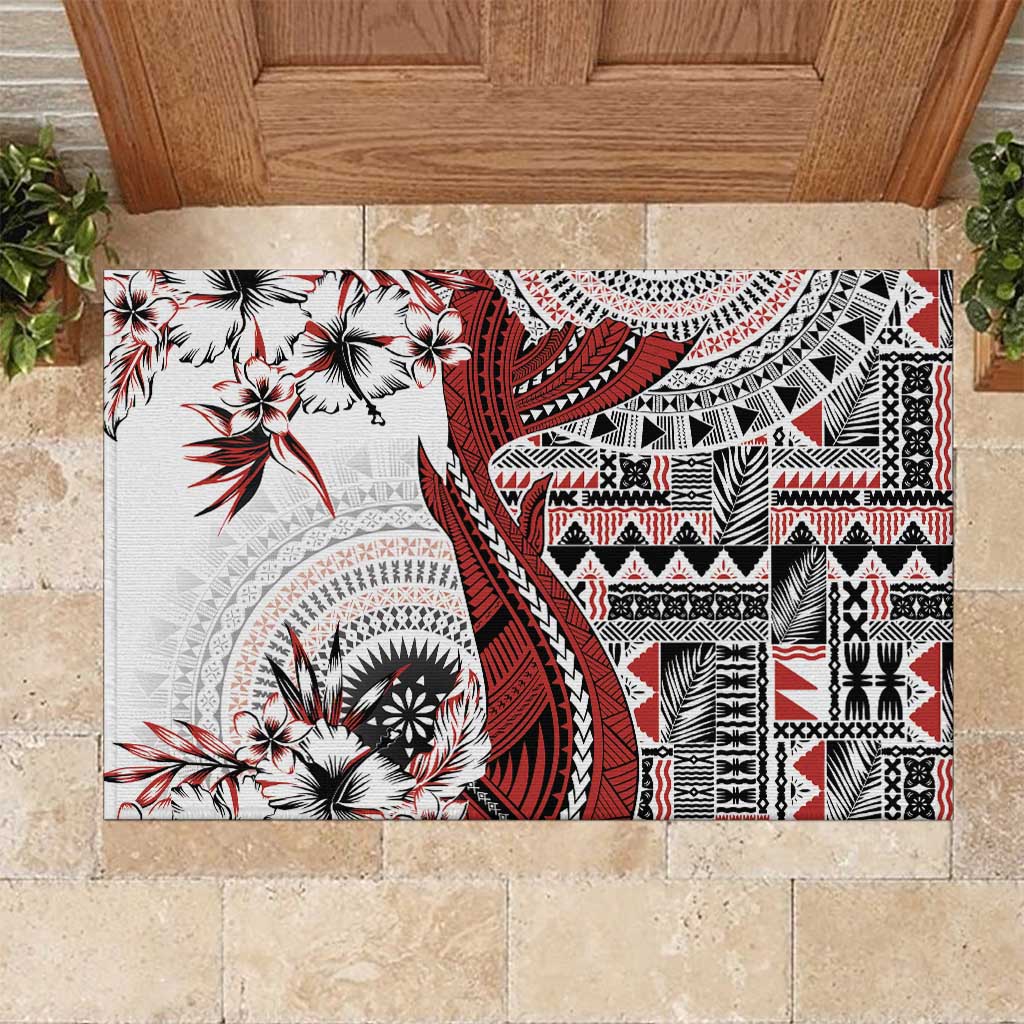 Bula Fiji Rubber Doormat Shark Tail White Masi Tapa