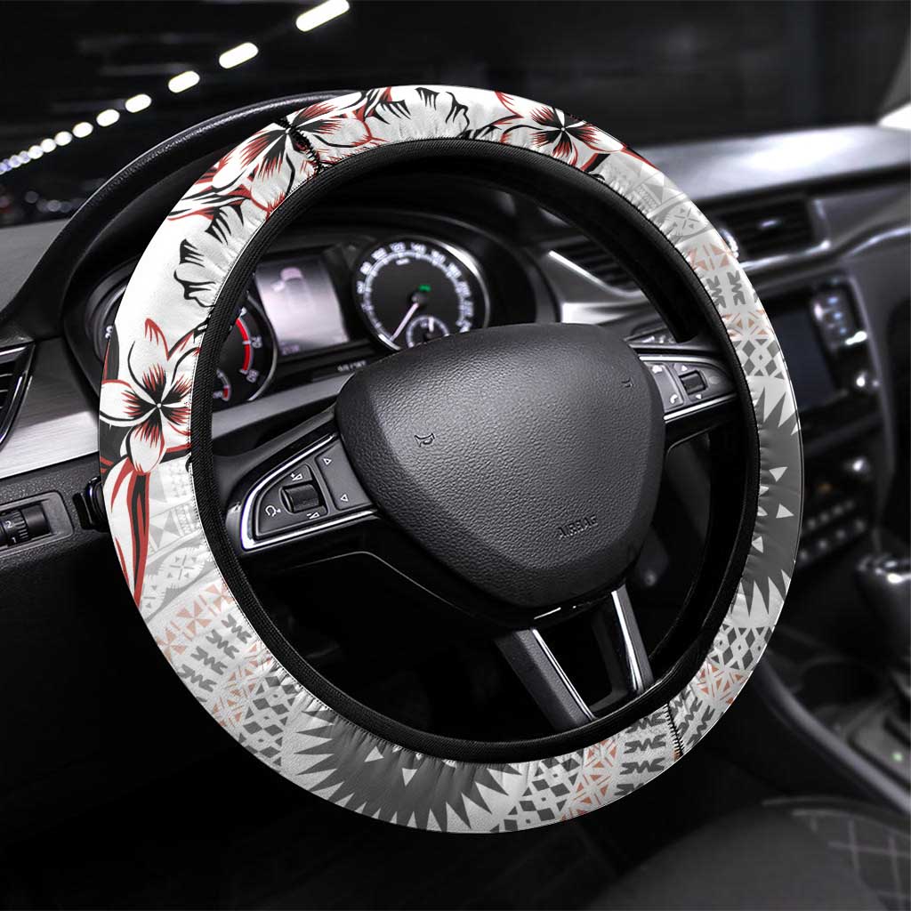 Bula Fiji Steering Wheel Cover Shark Tail White Masi Tapa