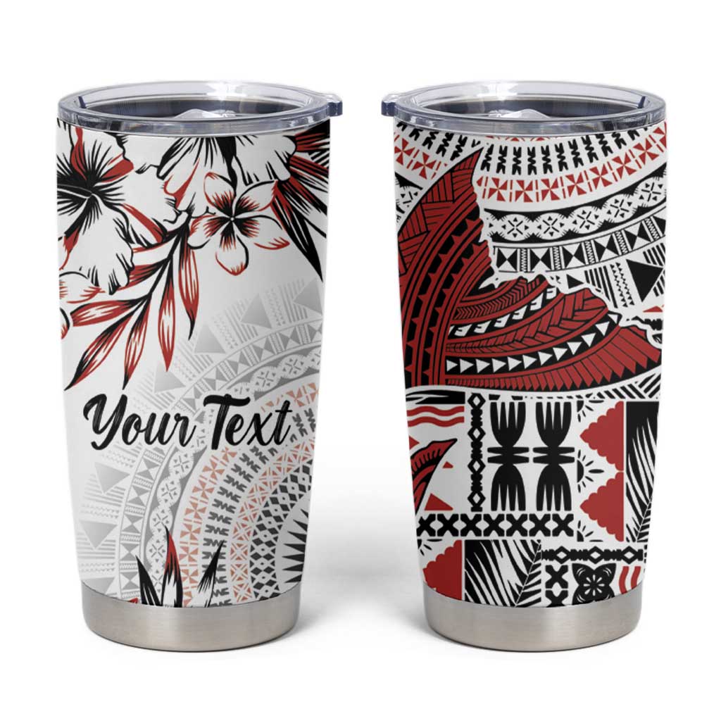 Bula Fiji Personalised Tumbler Cup Shark Tail White Masi Tapa