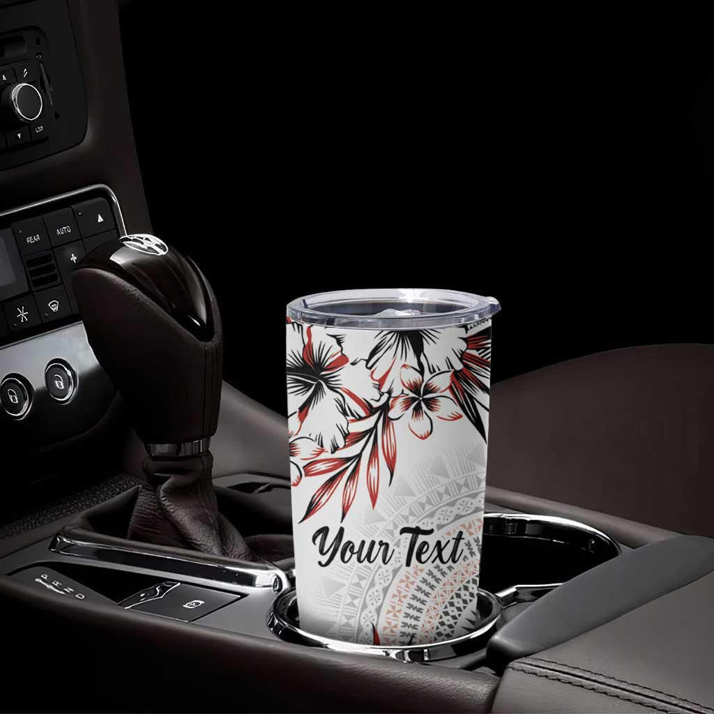 Bula Fiji Personalised Tumbler Cup Shark Tail White Masi Tapa