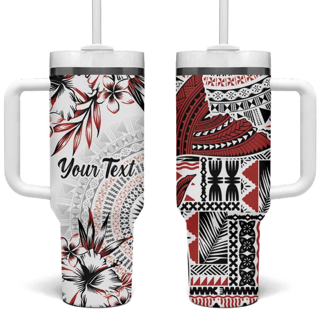 Bula Fiji Personalised Tumbler With Handle Shark Tail White Masi Tapa