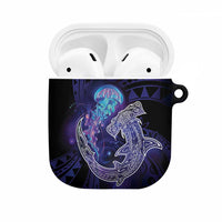 Polynesian Aumakua AirPods Case Jellyfish with Shark LT7 Teal Purple - Polynesian Pride