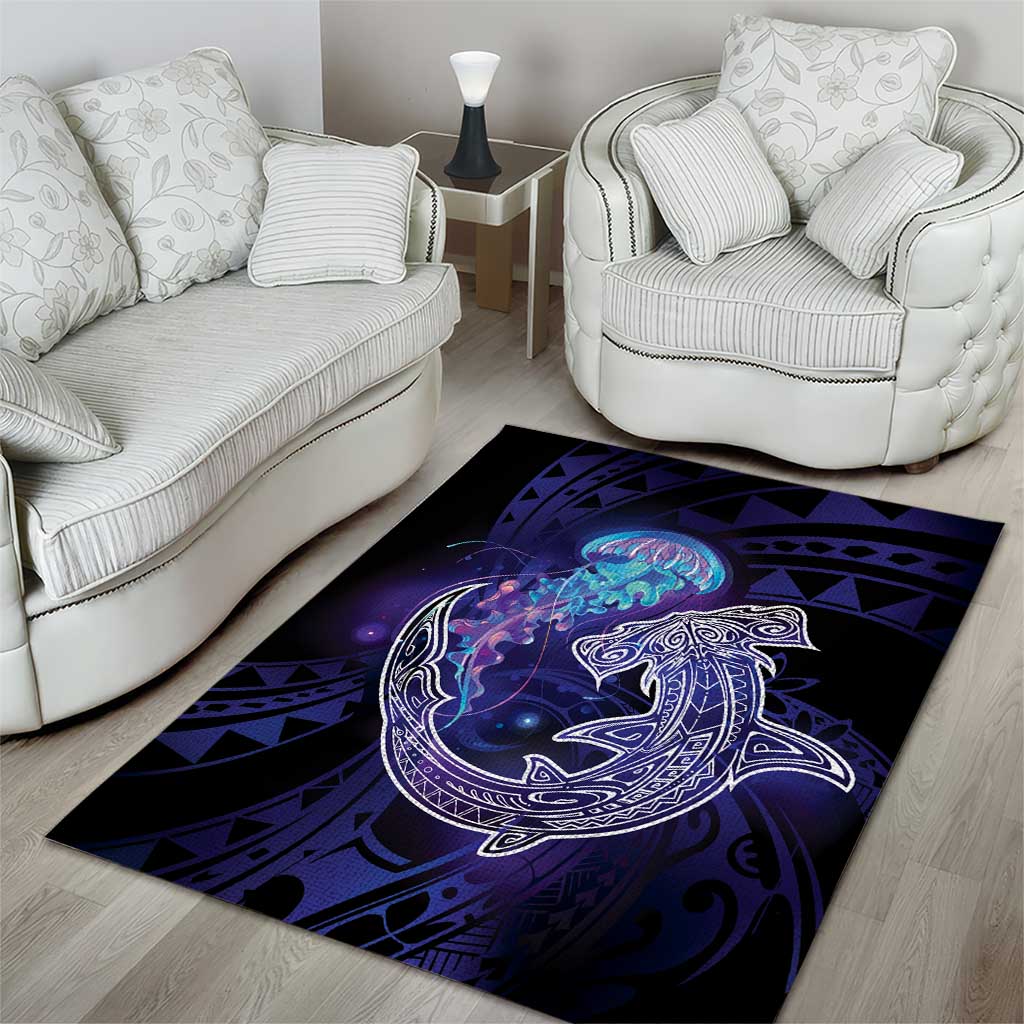Polynesian Aumakua Area Rug Jellyfish with Shark - Polynesian Pride