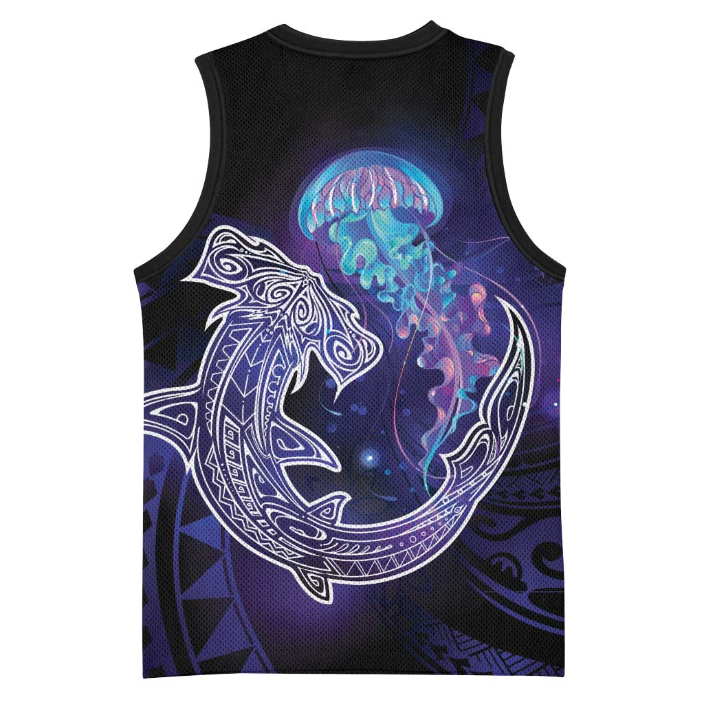 Polynesian Aumakua Basketball Jersey Jellyfish with Shark LT7 - Polynesian Pride