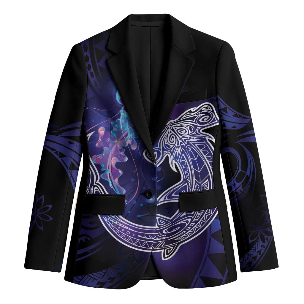 Polynesian Aumakua Blazer Jellyfish with Shark LT7 Unisex Teal Purple - Polynesian Pride