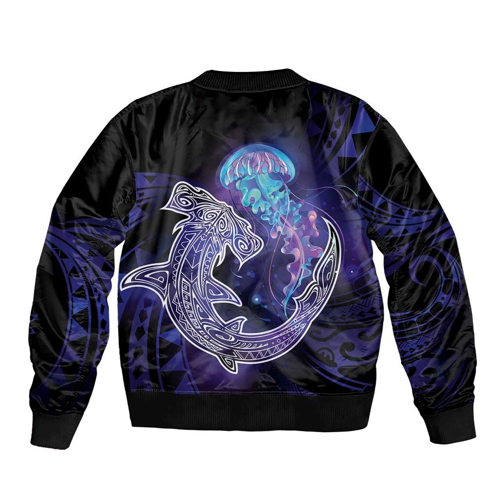Polynesian Aumakua Bomber Jacket Jellyfish with Shark LT7 - Polynesian Pride