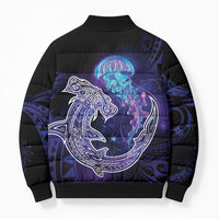Polynesian Aumakua Bomber Puffer Jacket Jellyfish with Shark LT7 - Polynesian Pride