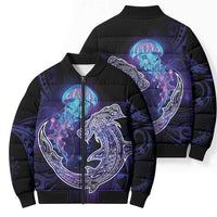 Polynesian Aumakua Bomber Puffer Jacket Jellyfish with Shark LT7 - Polynesian Pride