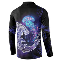 Polynesian Aumakua Button Sweatshirt Jellyfish with Shark LT7 - Polynesian Pride