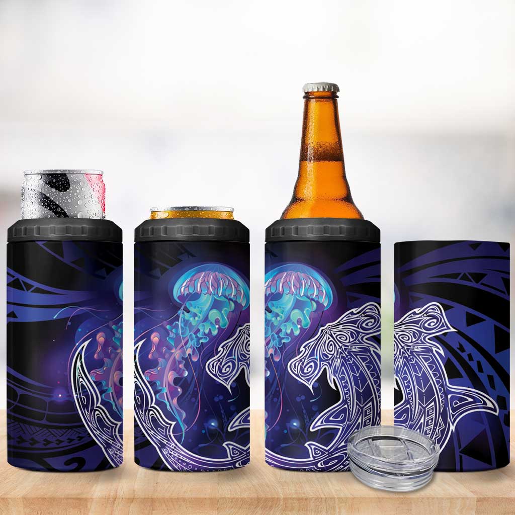Polynesian Aumakua 4 in 1 Can Cooler Tumbler Jellyfish with Shark LT7 - Polynesian Pride