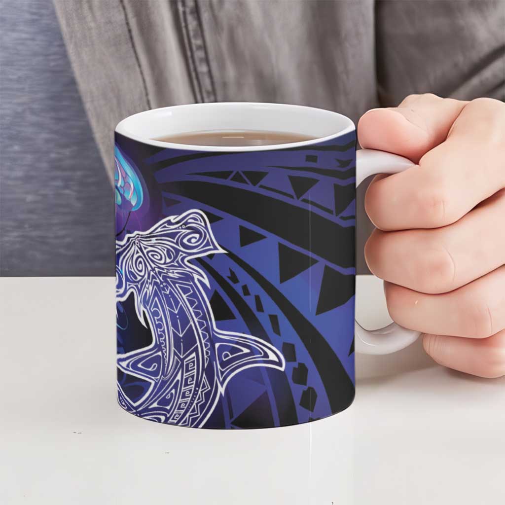 Polynesian Aumakua Ceramic Mug Jellyfish with Shark LT7 - Polynesian Pride