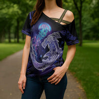 Polynesian Aumakua Cross Shoulder Shirt Jellyfish with Shark LT7 - Polynesian Pride