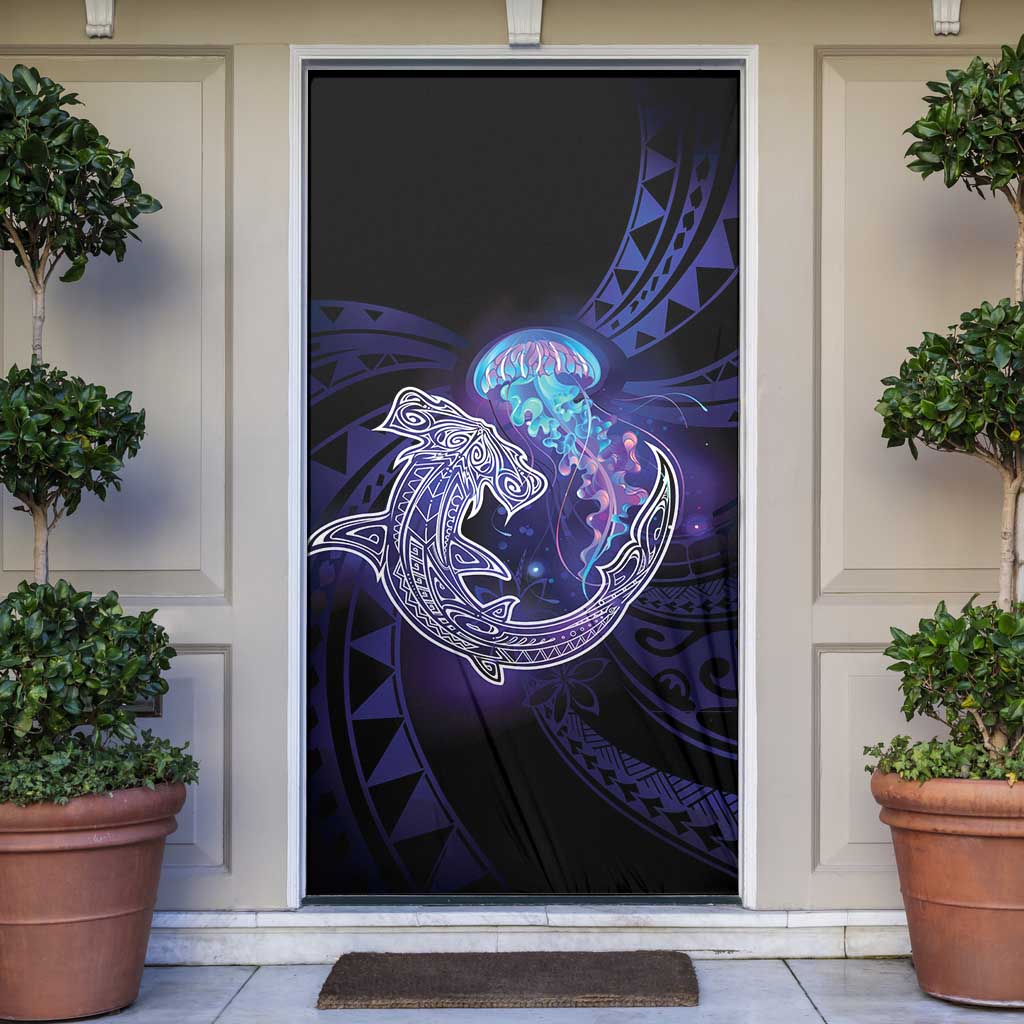 Polynesian Aumakua Door Cover Jellyfish with Shark - Polynesian Pride