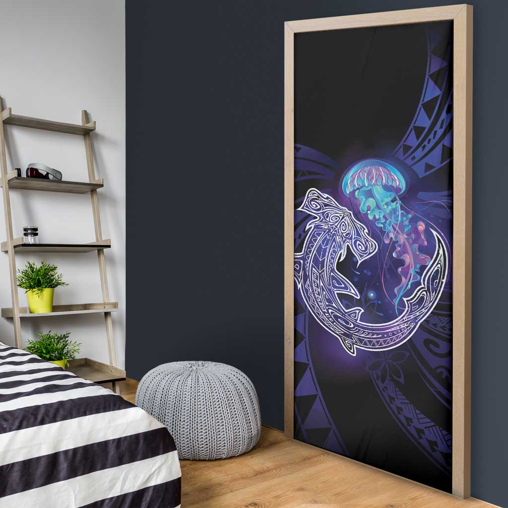 Polynesian Aumakua Door Cover Jellyfish with Shark - Polynesian Pride