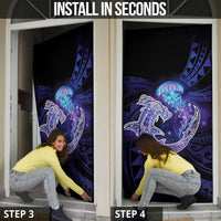 Polynesian Aumakua Door Cover Jellyfish with Shark - Polynesian Pride