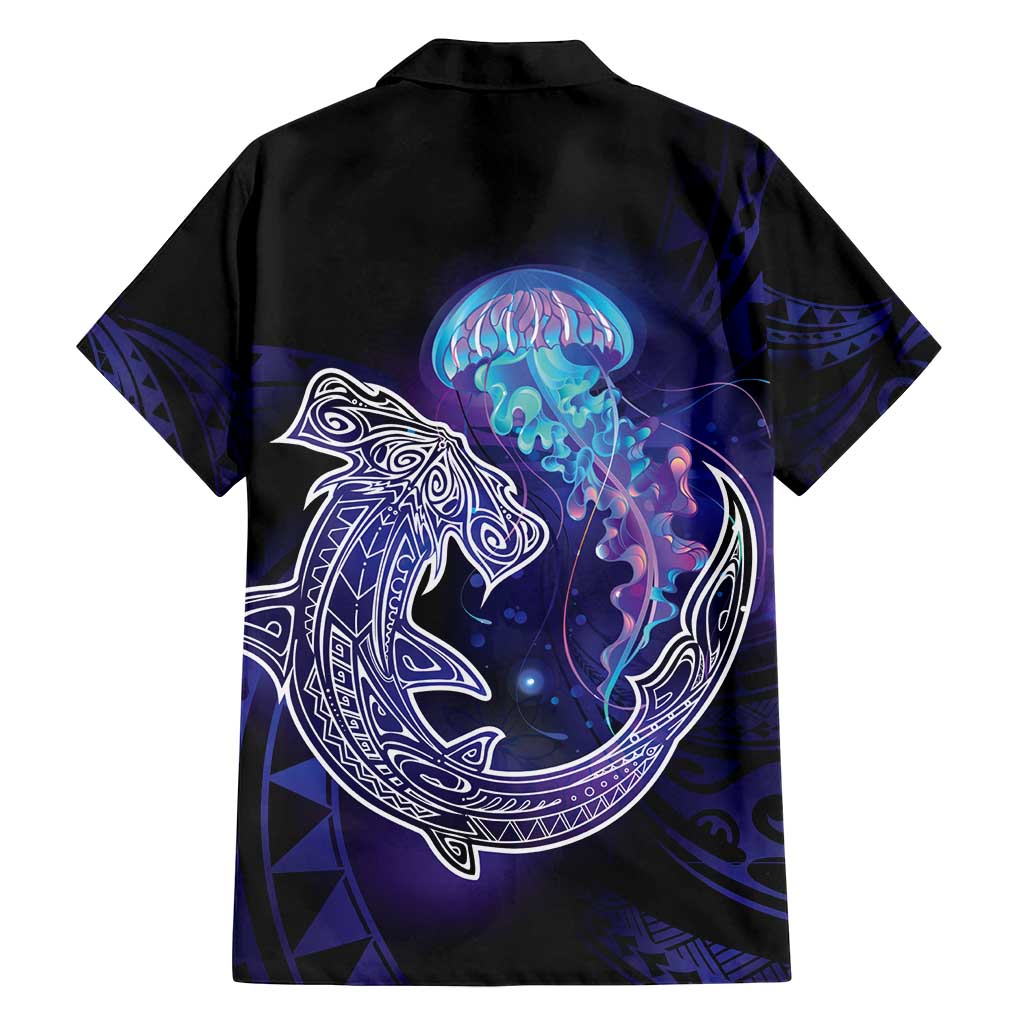 Polynesian Aumakua Family Matching Puletasi and Hawaiian Shirt Jellyfish with Shark LT7 - Polynesian Pride