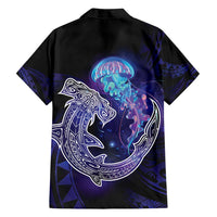 Polynesian Aumakua Family Matching Tank Maxi Dress and Hawaiian Shirt Jellyfish with Shark - Polynesian Pride