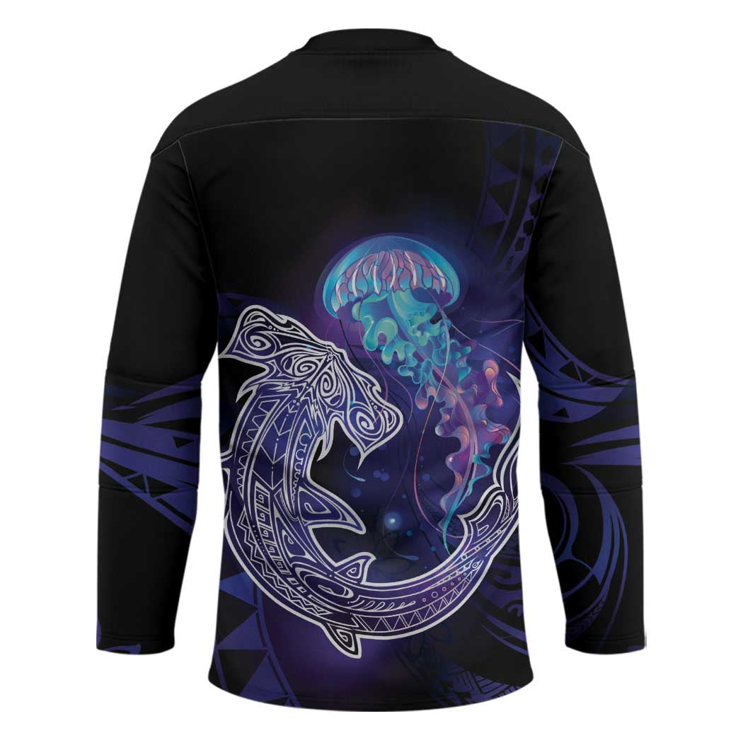 Polynesian Aumakua Hockey Jersey Jellyfish with Shark LT7 - Polynesian Pride