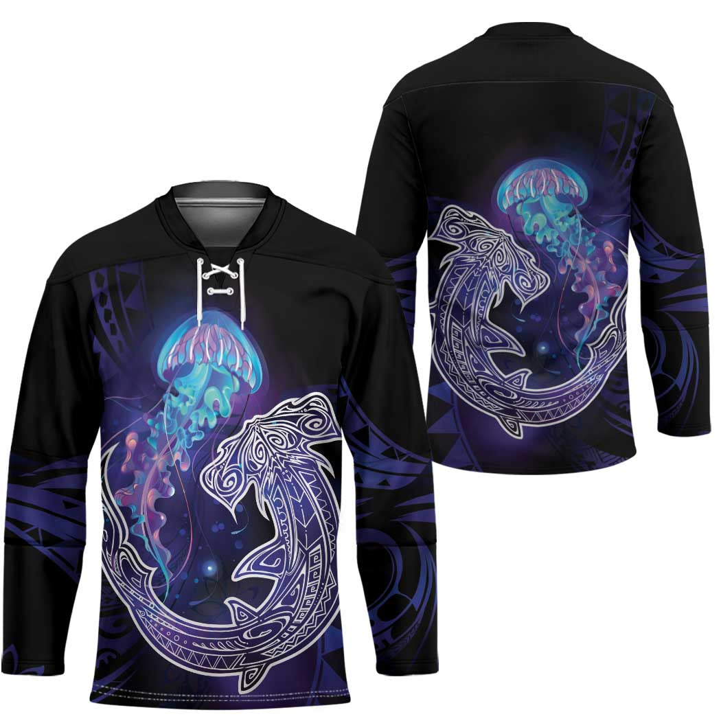 Polynesian Aumakua Hockey Jersey Jellyfish with Shark LT7 - Polynesian Pride