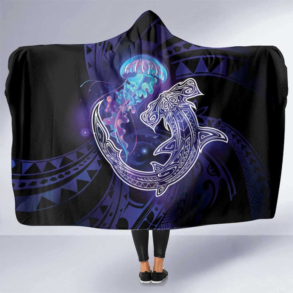 Polynesian Aumakua Hooded Blanket Jellyfish with Shark - Polynesian Pride
