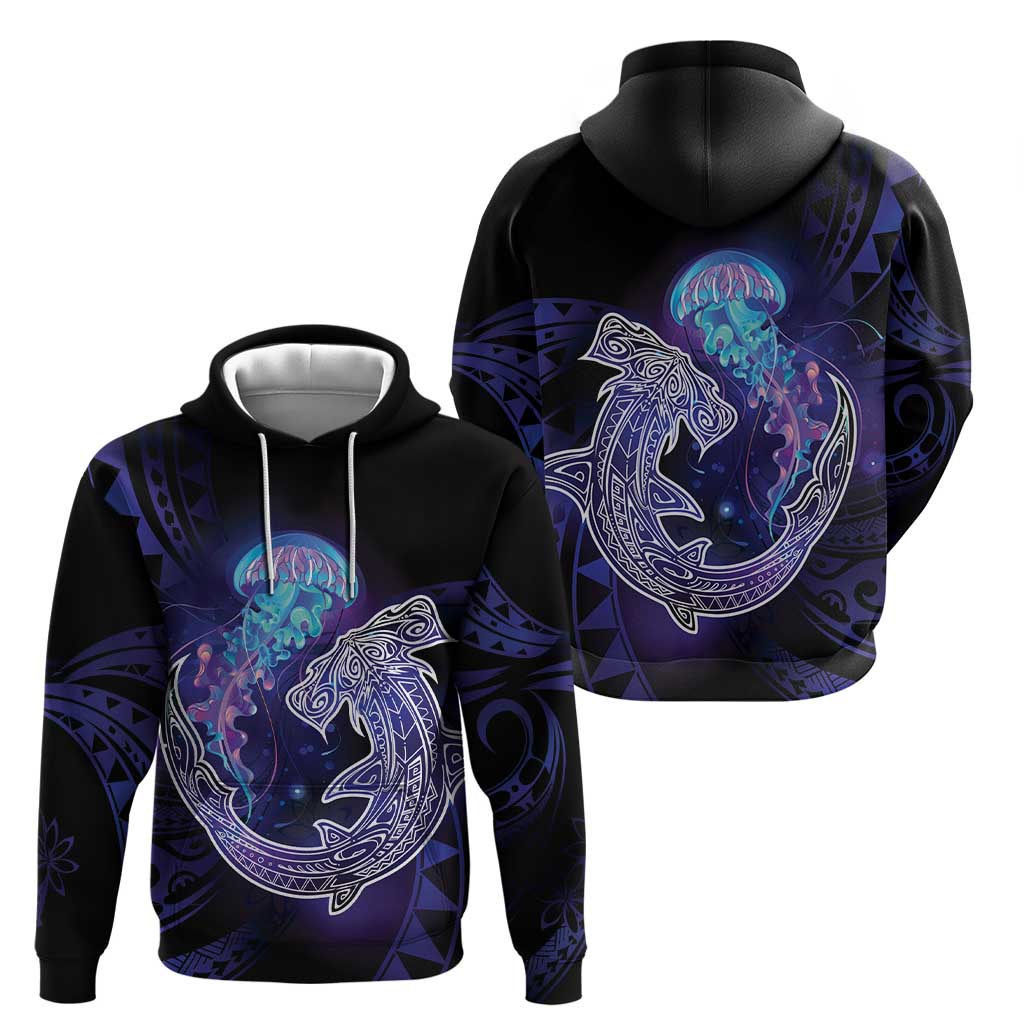 Polynesian Aumakua Hoodie Jellyfish with Shark - Polynesian Pride