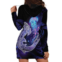 Polynesian Aumakua Hoodie Dress Jellyfish with Shark - Polynesian Pride