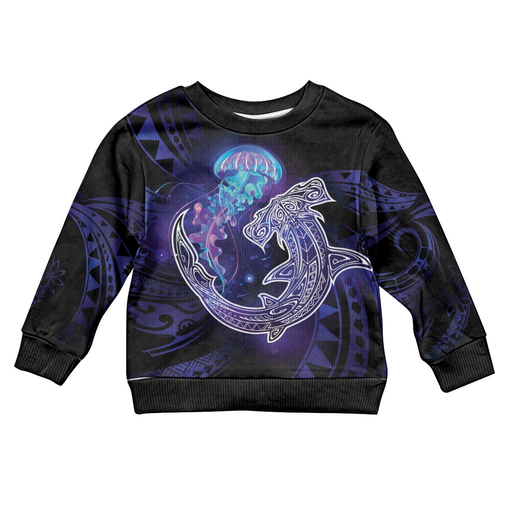Polynesian Aumakua Kid Ugly Christmas Sweater Jellyfish with Shark - Polynesian Pride