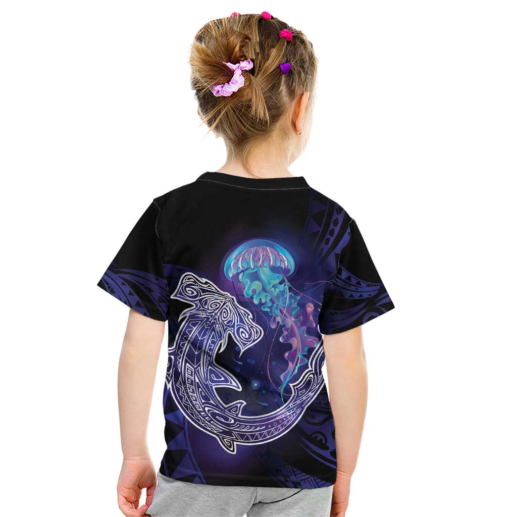 Polynesian Aumakua Kid T Shirt Jellyfish with Shark - Polynesian Pride