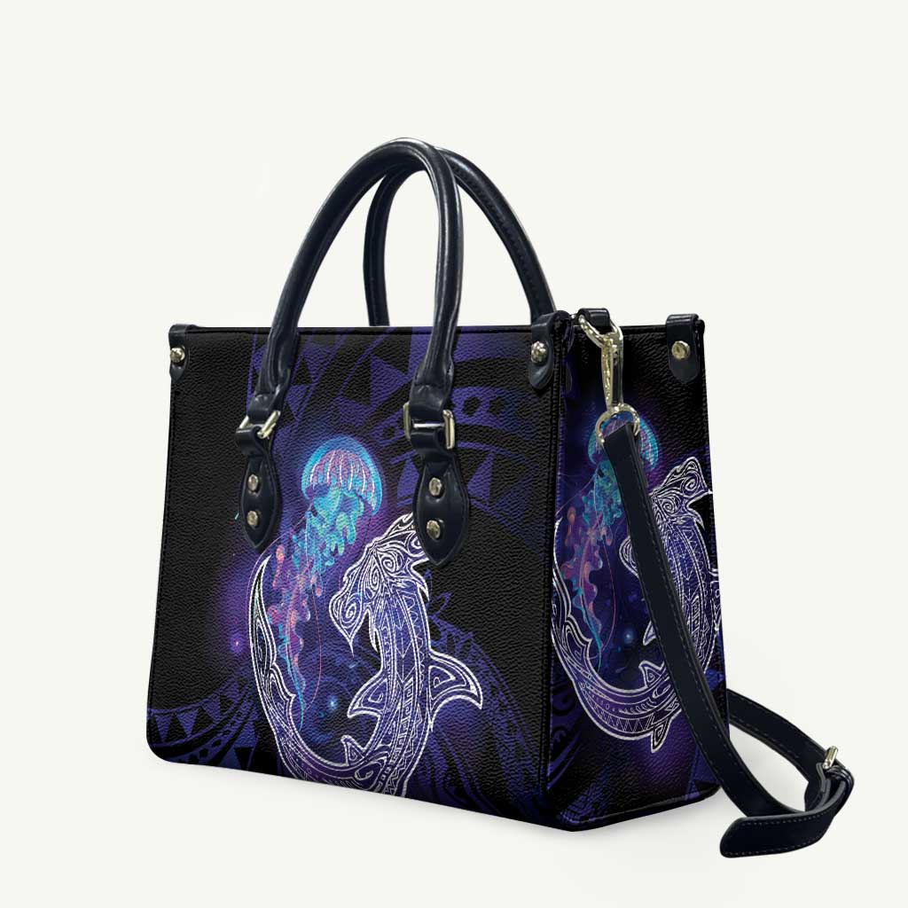 Polynesian Aumakua Leather Bag Jellyfish with Shark - Polynesian Pride