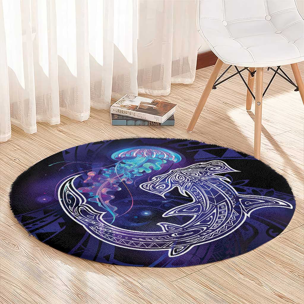 Polynesian Aumakua Round Carpet Jellyfish with Shark - Polynesian Pride
