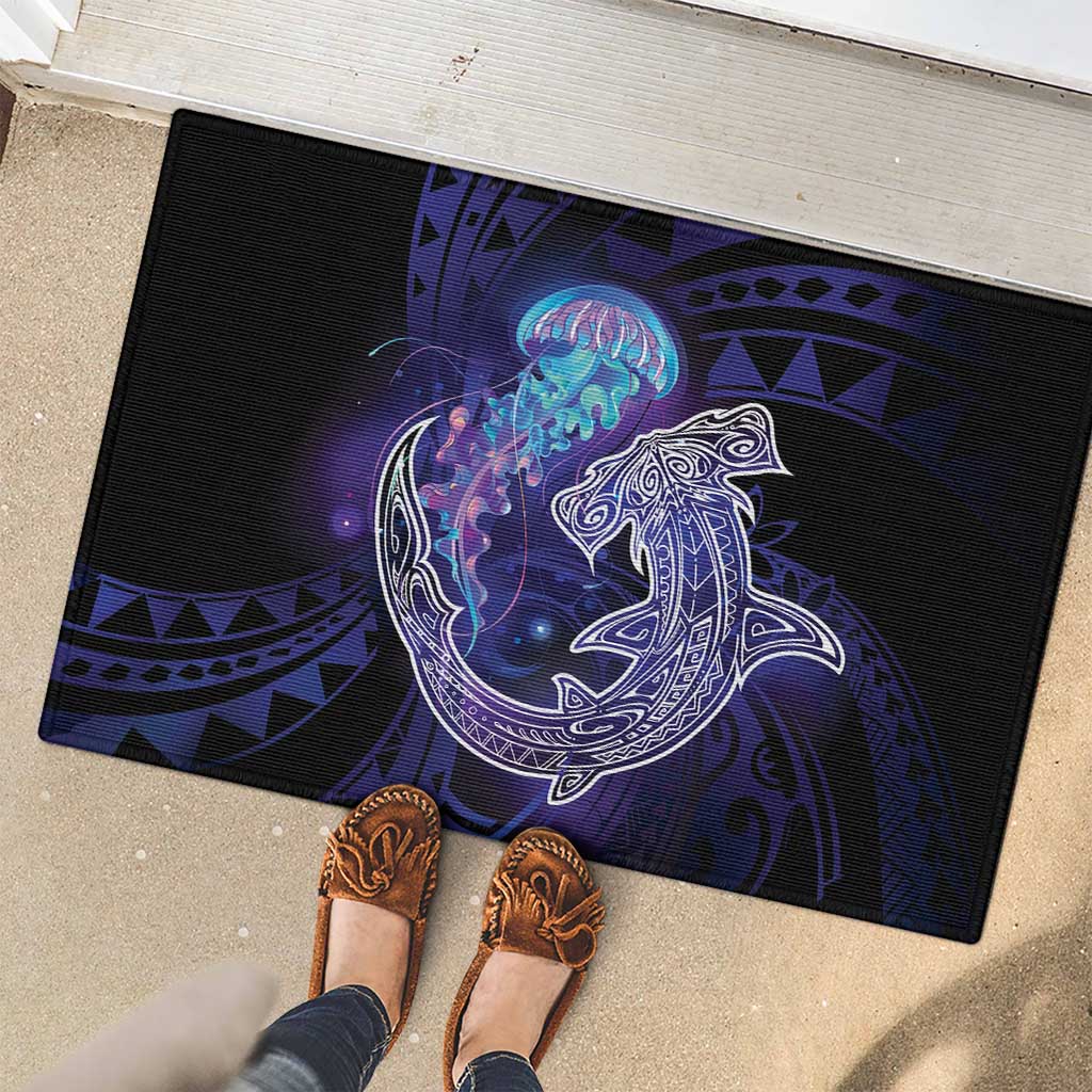 Polynesian Aumakua Rubber Doormat Jellyfish with Shark LT7 - Polynesian Pride