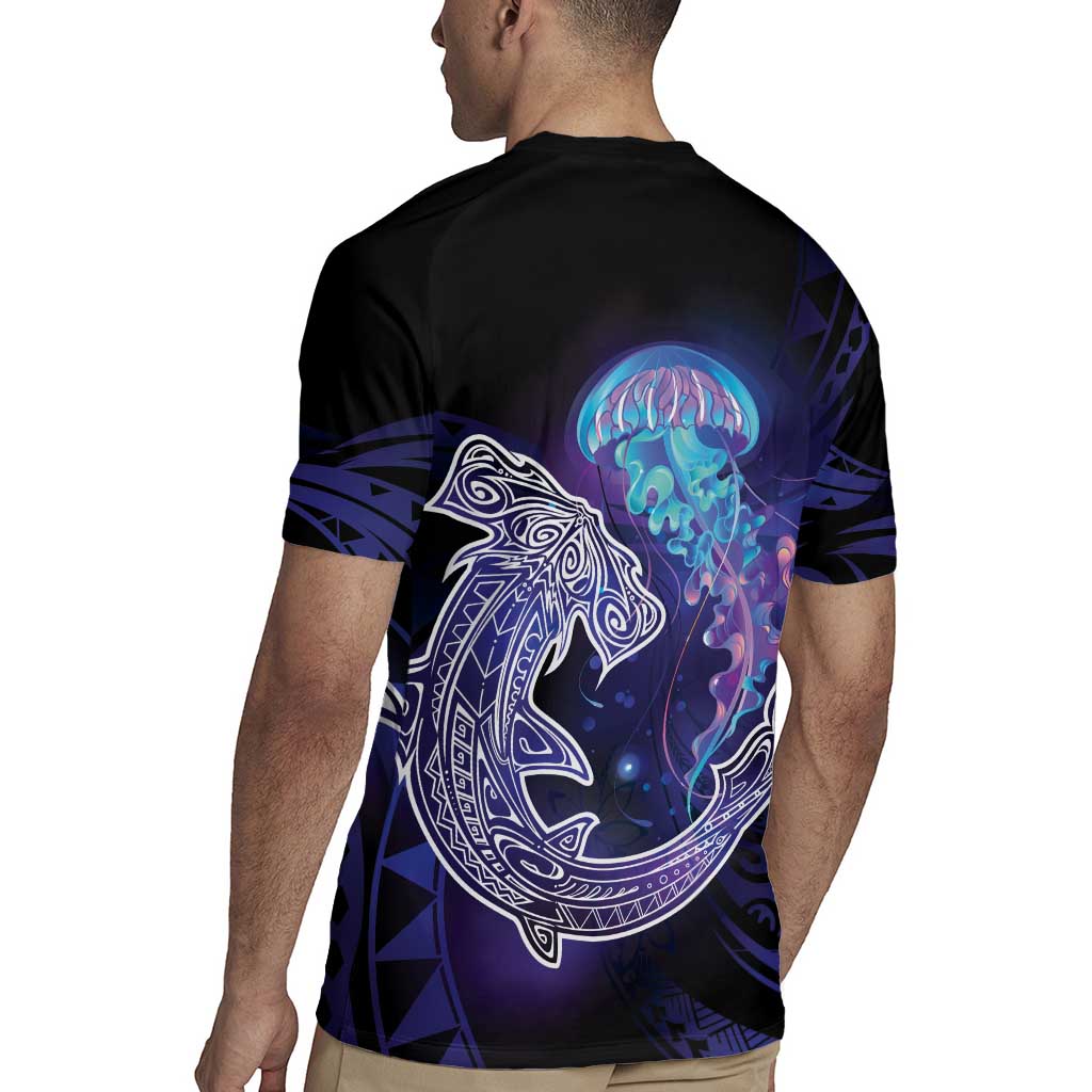 Polynesian Aumakua Rugby Jersey Jellyfish with Shark LT7 - Polynesian Pride