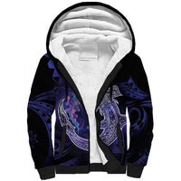 Polynesian Aumakua Sherpa Hoodie Jellyfish with Shark LT7 Unisex Teal Purple - Polynesian Pride