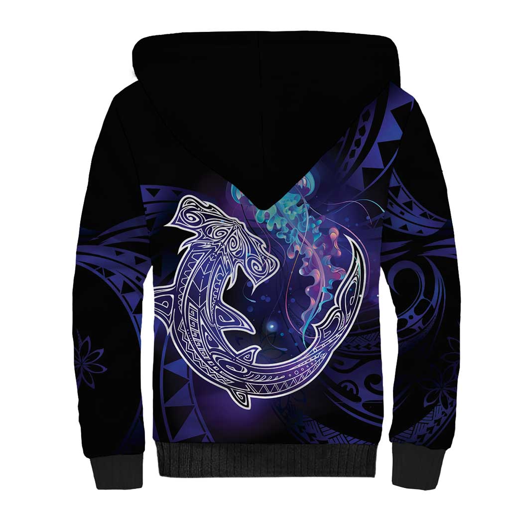 Polynesian Aumakua Sherpa Hoodie Jellyfish with Shark LT7 - Polynesian Pride
