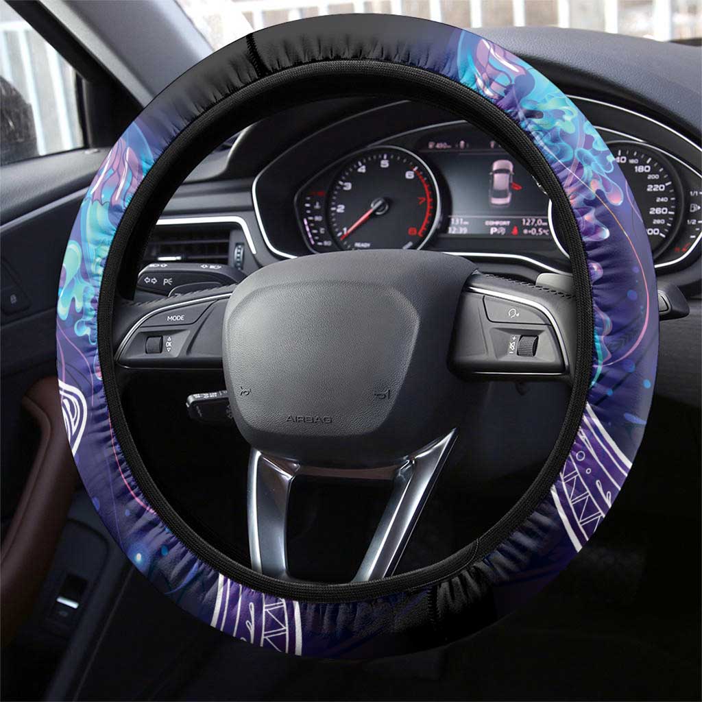 Polynesian Aumakua Steering Wheel Cover Jellyfish with Shark LT7 - Polynesian Pride