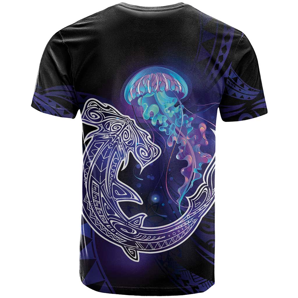 Polynesian Aumakua T Shirt Jellyfish with Shark - Polynesian Pride