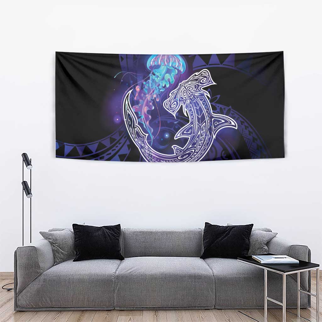 Polynesian Aumakua Tapestry Jellyfish with Shark - Polynesian Pride