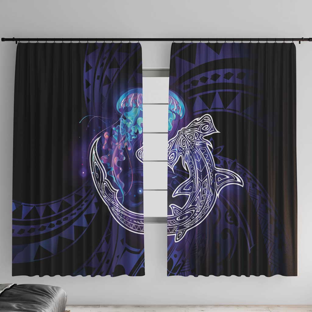 Polynesian Aumakua Window Curtain Jellyfish with Shark - Polynesian Pride