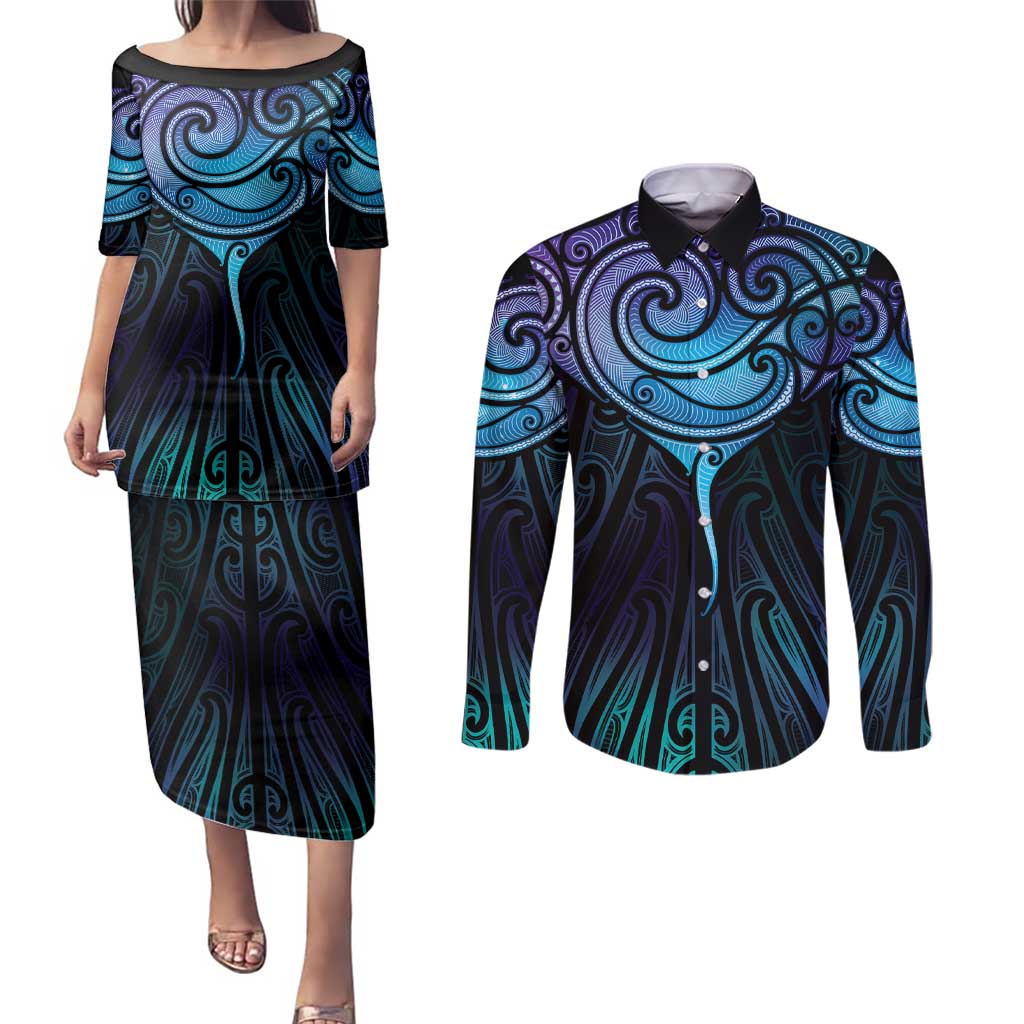 Aotearoa Maori Te Whai Rahi Couples Matching Puletasi and Long Sleeve Button Shirt Tala - Nowhere You Could Go That I Won't Be With You - Polynesian Pride