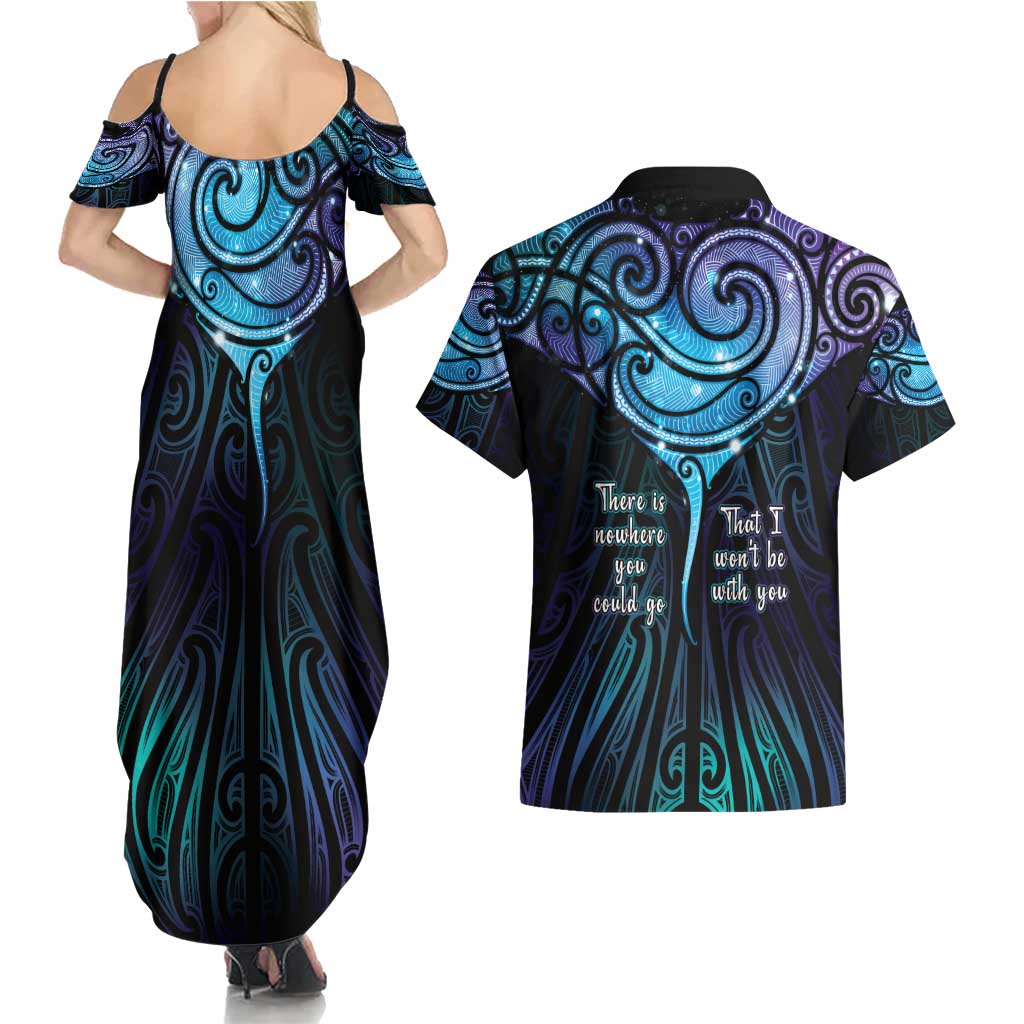 Aotearoa Maori Te Whai Rahi Couples Matching Summer Maxi Dress and Hawaiian Shirt Tala - Nowhere You Could Go That I Won't Be With You - Polynesian Pride