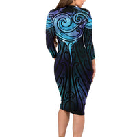 Aotearoa Maori Te Whai Rahi Long Sleeve Bodycon Dress Tala - Nowhere You Could Go That I Won't Be With You - Polynesian Pride