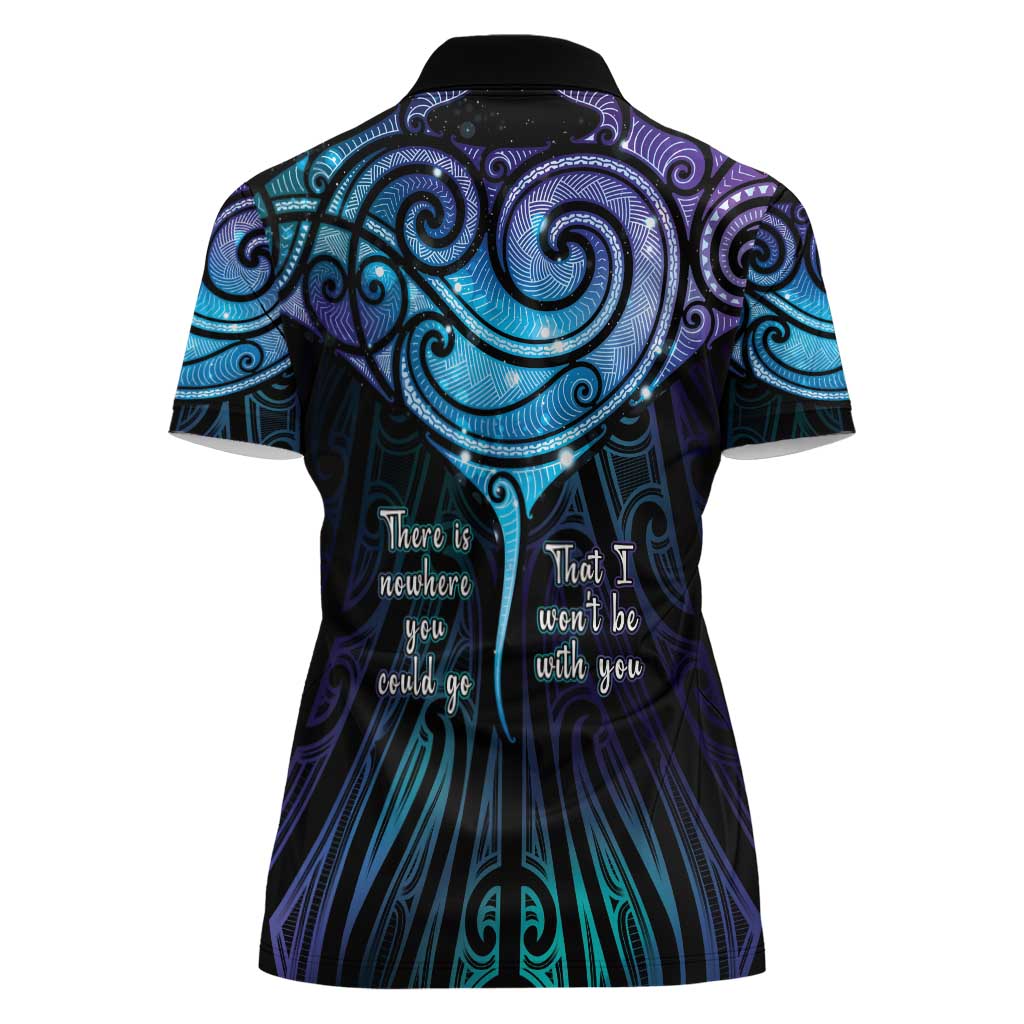 Aotearoa Maori Te Whai Rahi Women Polo Shirt Tala - Nowhere You Could Go That I Won't Be With You - Polynesian Pride