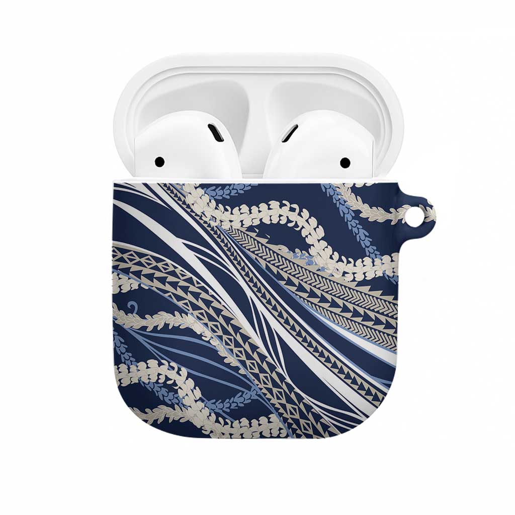 Polynesian Puakeniken Pikake Twisted Lei AirPods Case Navy Blue - Polynesian Pride