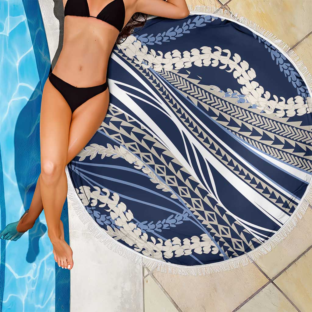 Polynesian Puakeniken Pikake Twisted Lei Beach Blanket Navy Blue - Polynesian Pride