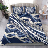 Polynesian Puakeniken Pikake Twisted Lei Bedding Set Navy Blue - Polynesian Pride
